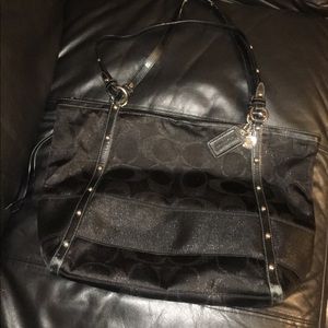 Black on black Coach signature logo tote